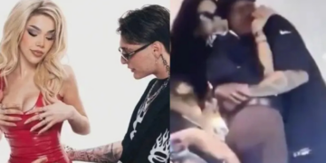 VIDEOS: Peso Pluma y Kenia Os confirman su romance con un beso en el Super Bowl