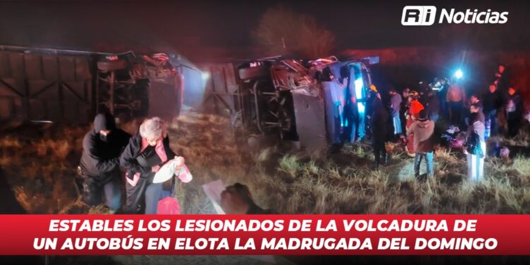 Estables los lesionados de la volcadura de un autobús en Elota la madrugada del domingo