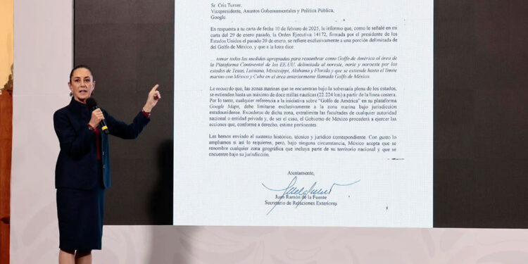 Sheinbaum dice que Google “está mal” por carta en donde defiende el ‘Golfo de América’