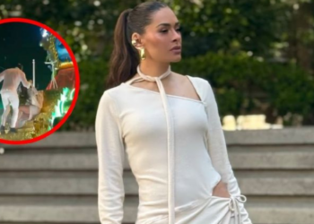 Galilea Montijo sufre CAÍDA al bajar de carro alegórico en el carnaval de Mazatlán