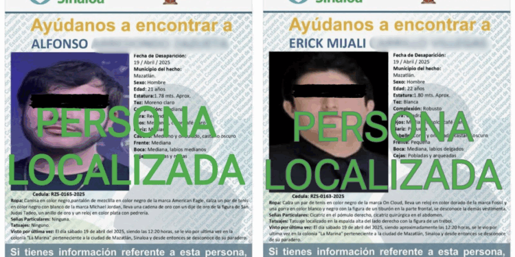 Dos de los tres jóvenes desaparecidos en Mazatlán son localizados con vida; uno fue hallado sin vida