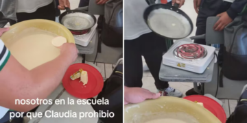 Alumnos cocinan hotcakes en salón de clases tras prohibición de comida chatarra en escuelas