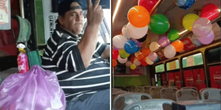 Chofer en Mazatlán celebra el Día del Niño decorando su camión y repartiendo dulces a los pequeños pasajeros