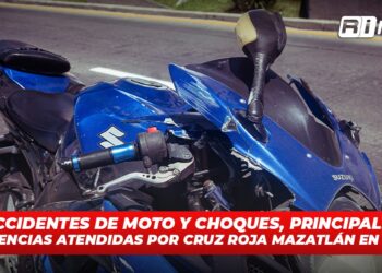 Accidentes de moto y choques, principales emergencias atendidas por Cruz Roja Mazatlán en marzo