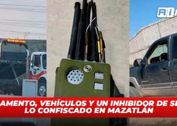 Armamento, vehículos y un inhibidor de señal lo confiscado en Mazatlán