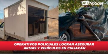 Operativos policiales logran asegurar armas y vehículos en Culiacán