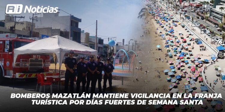 Bomberos Mazatlán mantiene vigilancia en la franja turística por días fuertes de Semana Santa