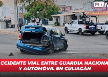 Accidente vial entre Guardia Nacional y automóvil en Culiacán