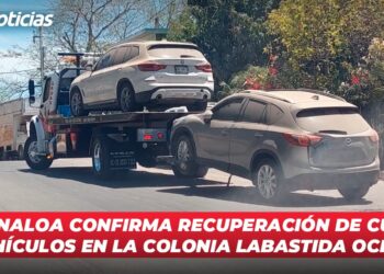 SSP Sinaloa confirma recuperación de cuatro vehículos en la colonia Labastida Ochoa
