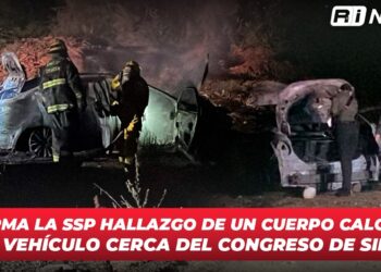 Confirma la SSP hallazgo de un cuerpo calcinado en un vehículo cerca del Congreso de Sinaloa