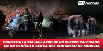 Confirma la SSP hallazgo de un cuerpo calcinado en un vehículo cerca del Congreso de Sinaloa