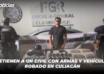 Detienen a un civil con armas y vehículo robado en Culiacán