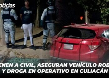 Detienen a civil, aseguran vehículo robado y droga en operativo en Culiacán