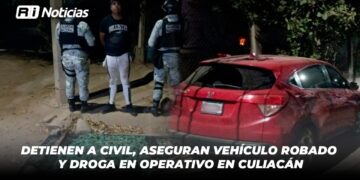 Detienen a civil, aseguran vehículo robado y droga en operativo en Culiacán