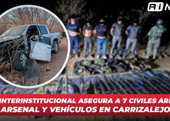 Grupo Interinstitucional asegura a 7 civiles armados, arsenal y vehículos en Carrizalejo