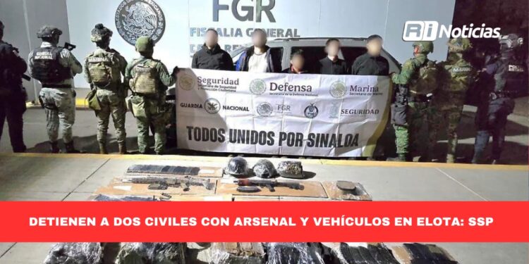 Detienen a dos Civiles con arsenal y vehículos en Elota: SSP