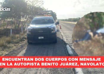 Encuentran dos cuerpos con mensaje en la autopista Benito Juárez, Navolato