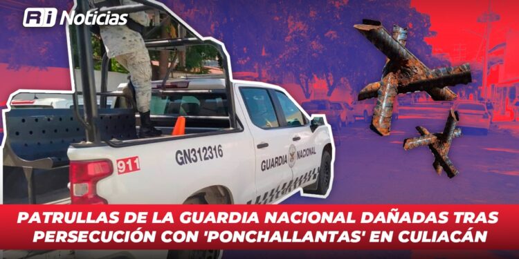 Patrullas de la Guardia Nacional dañadas tras persecución con ‘Ponchallantas’ en Culiacán